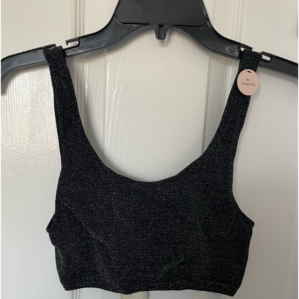 Black/Silver/Glitter Lingerie Bra
